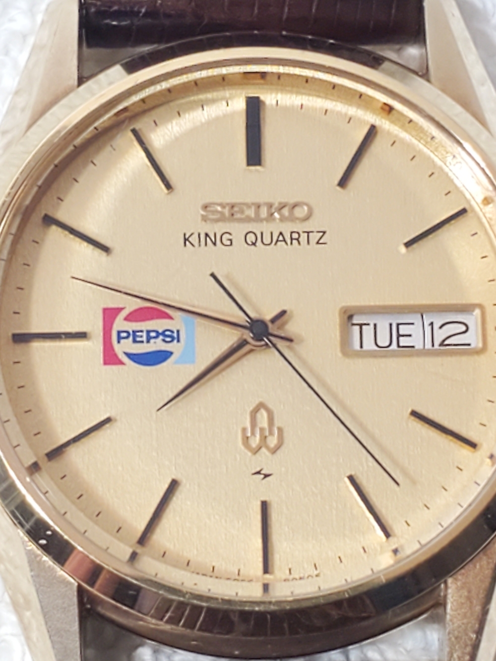 Seiko King Quartz Men's Vintage Watch Day Date G CAP GOLD Globe Logo Pepsi